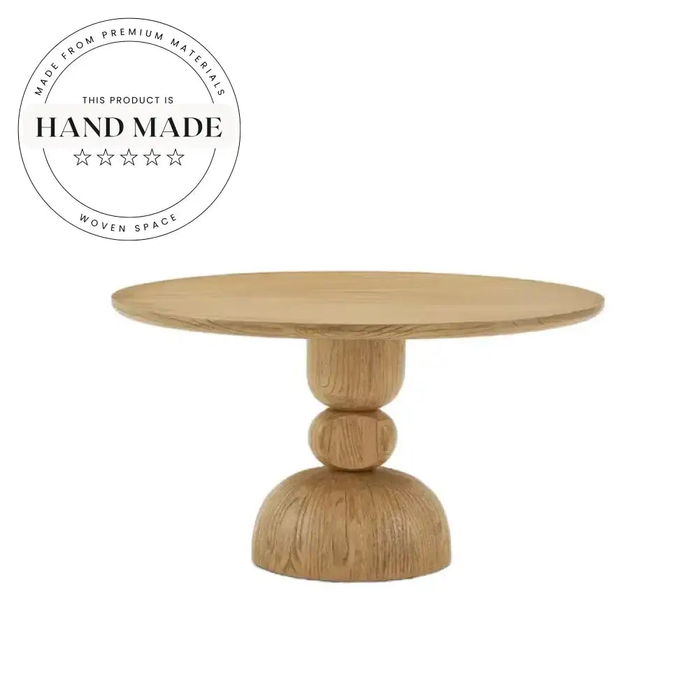 Modern Natural Round Solid Oak Wood Kitchen Restaurant Dining Table