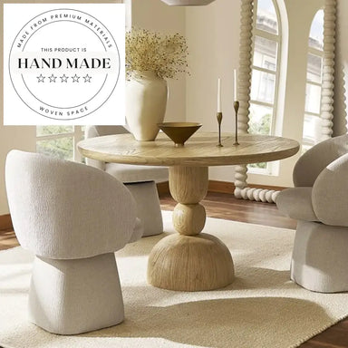 Modern Natural Round Solid Oak Wood Kitchen Restaurant Dining Table