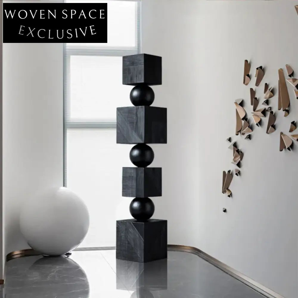 Modern Natural Solid Wood Geometric Floor Art Decor Sculpture