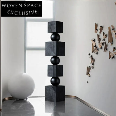 Modern Natural Solid Wood Geometric Floor Art Decor Sculpture