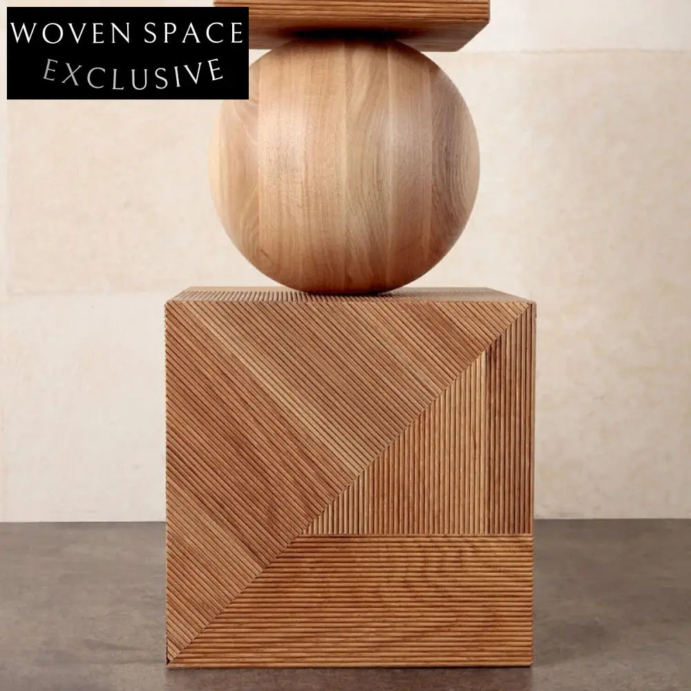 Modern Natural Solid Wood Geometric Floor Art Decor Sculpture