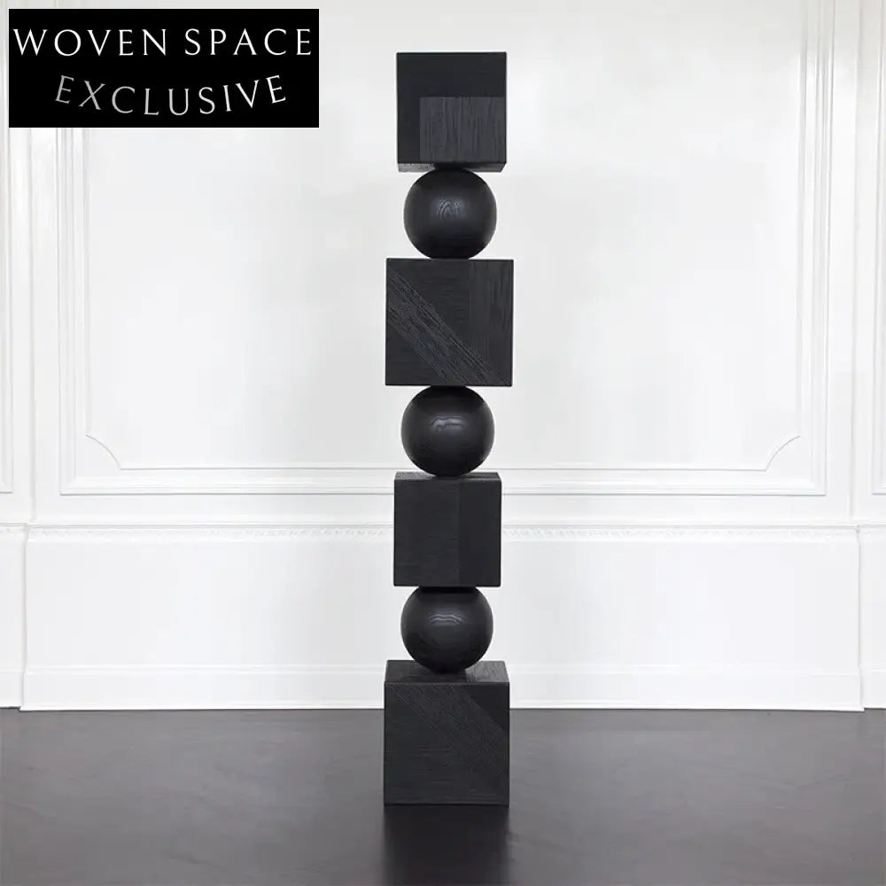 Modern Natural Solid Wood Geometric Floor Art Decor Sculpture