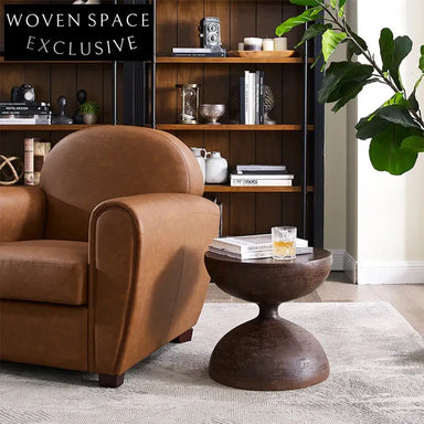 Modern Natural Solid Wood Round Sofa End Table