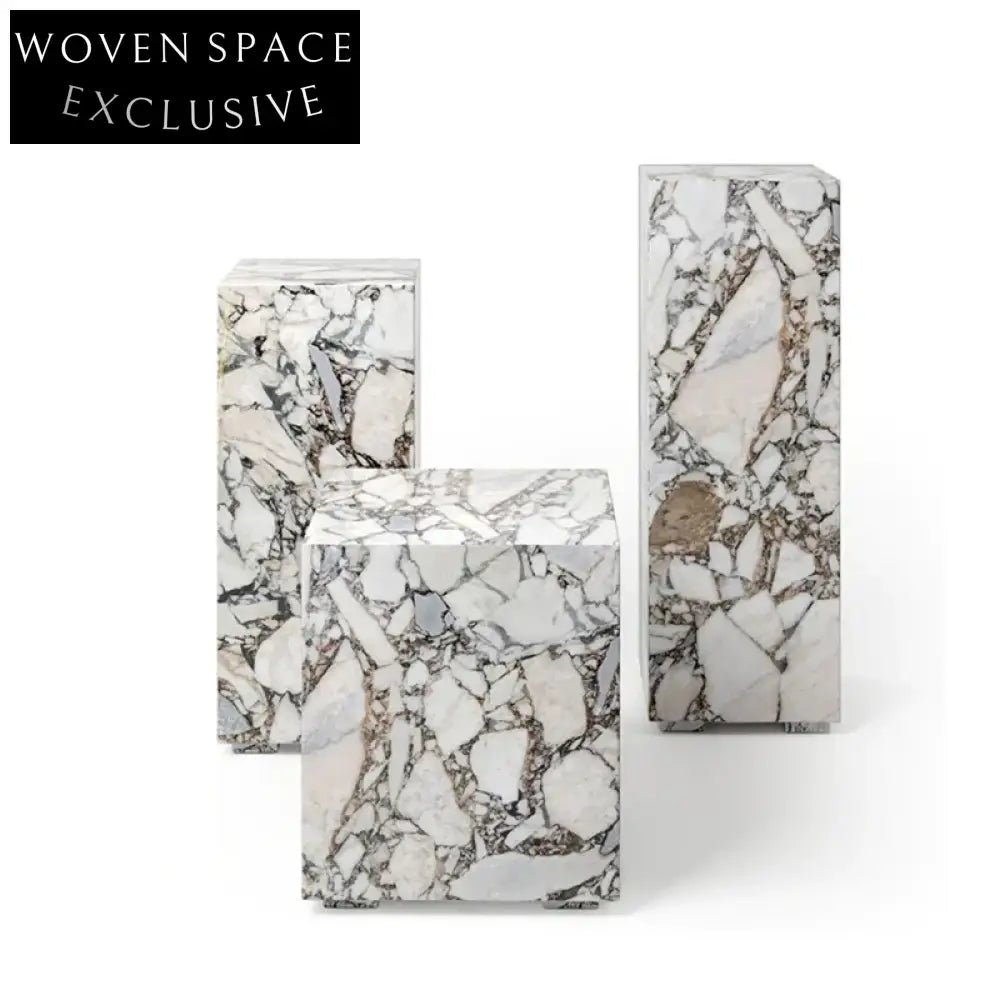 Modern Natural Stone Marble Living Room Sofa End Table Set Coffee Table