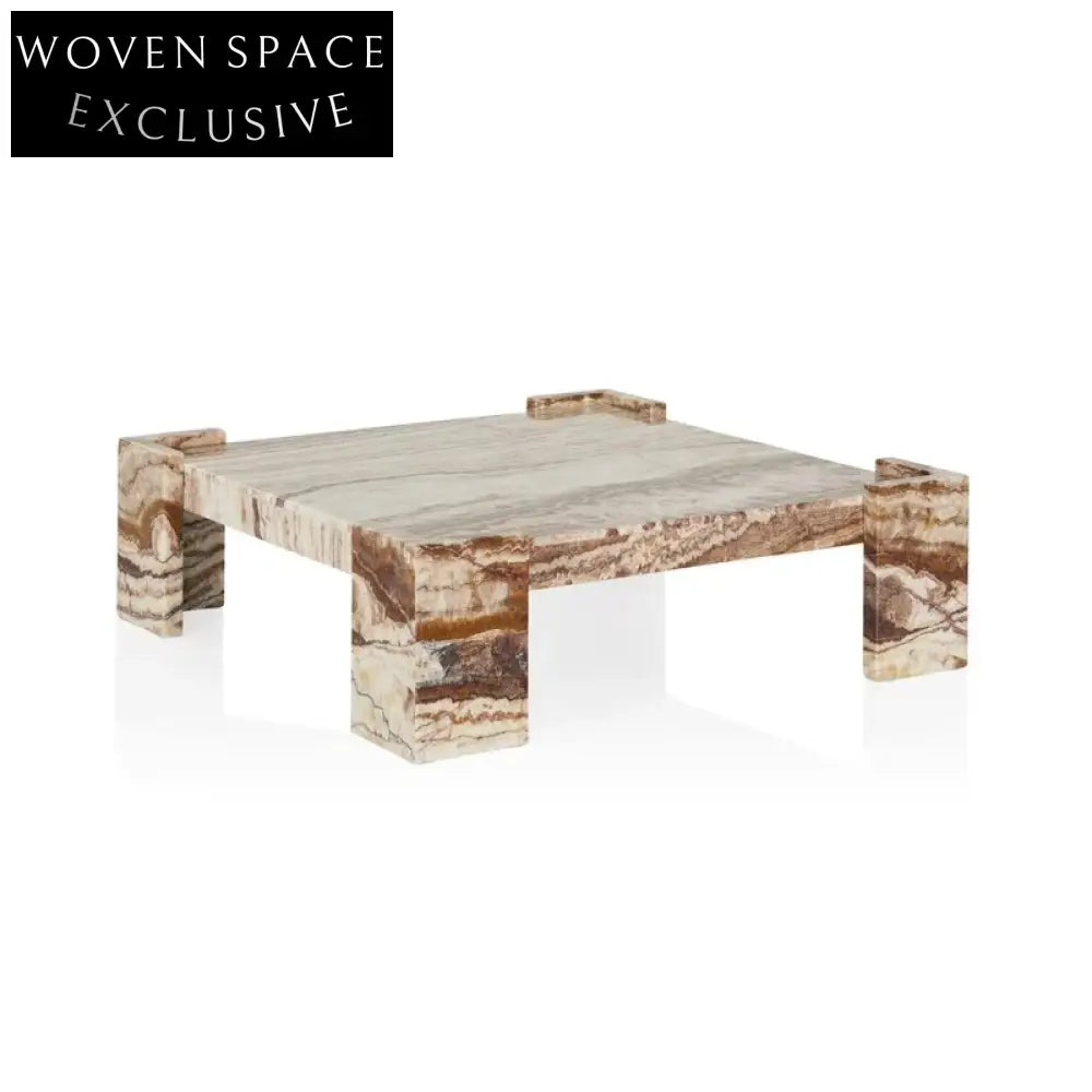 Modern Natural Stone Square Marble Coffee Table for Elegant Living Rooms