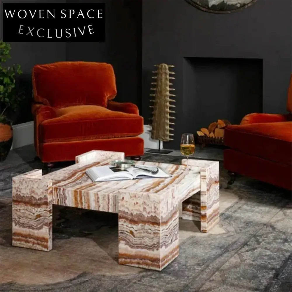 Modern Natural Stone Square Marble Coffee Table for Elegant Living Rooms
