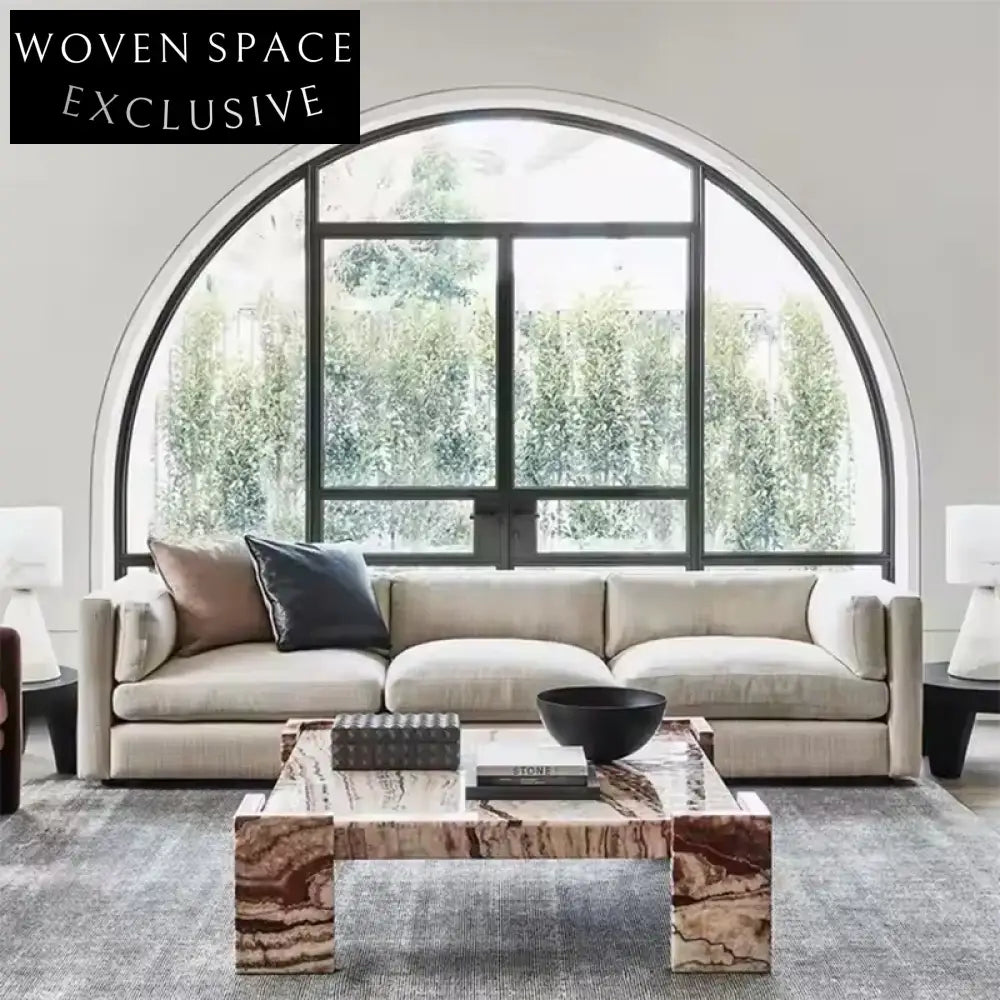 Modern Natural Stone Square Marble Coffee Table for Elegant Living Rooms