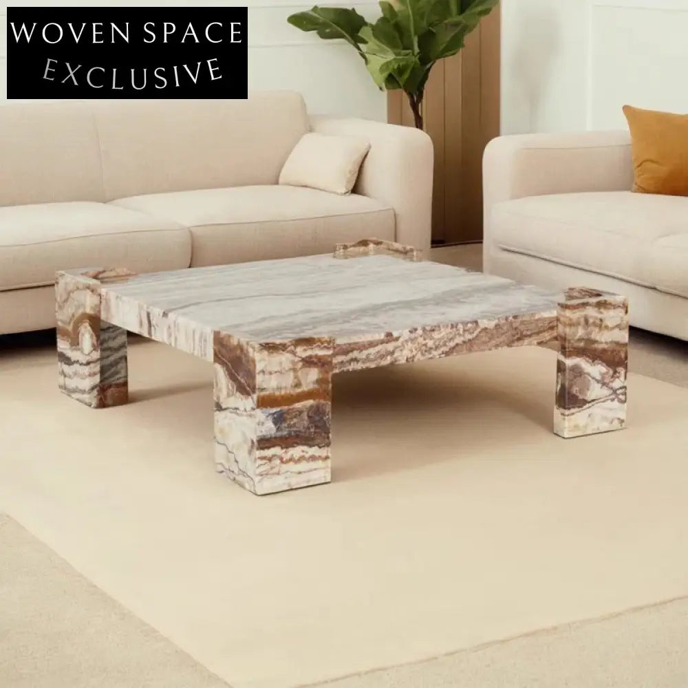 Modern Natural Stone Square Marble Coffee Table for Elegant Living Rooms