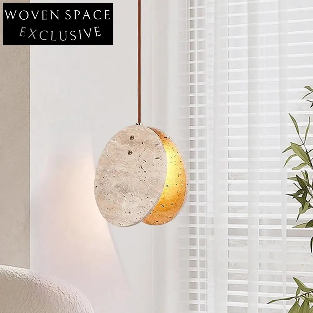 Modern Natural Travertine Round Ball LED Pendant Lamp for Dining & Bedside Lamp