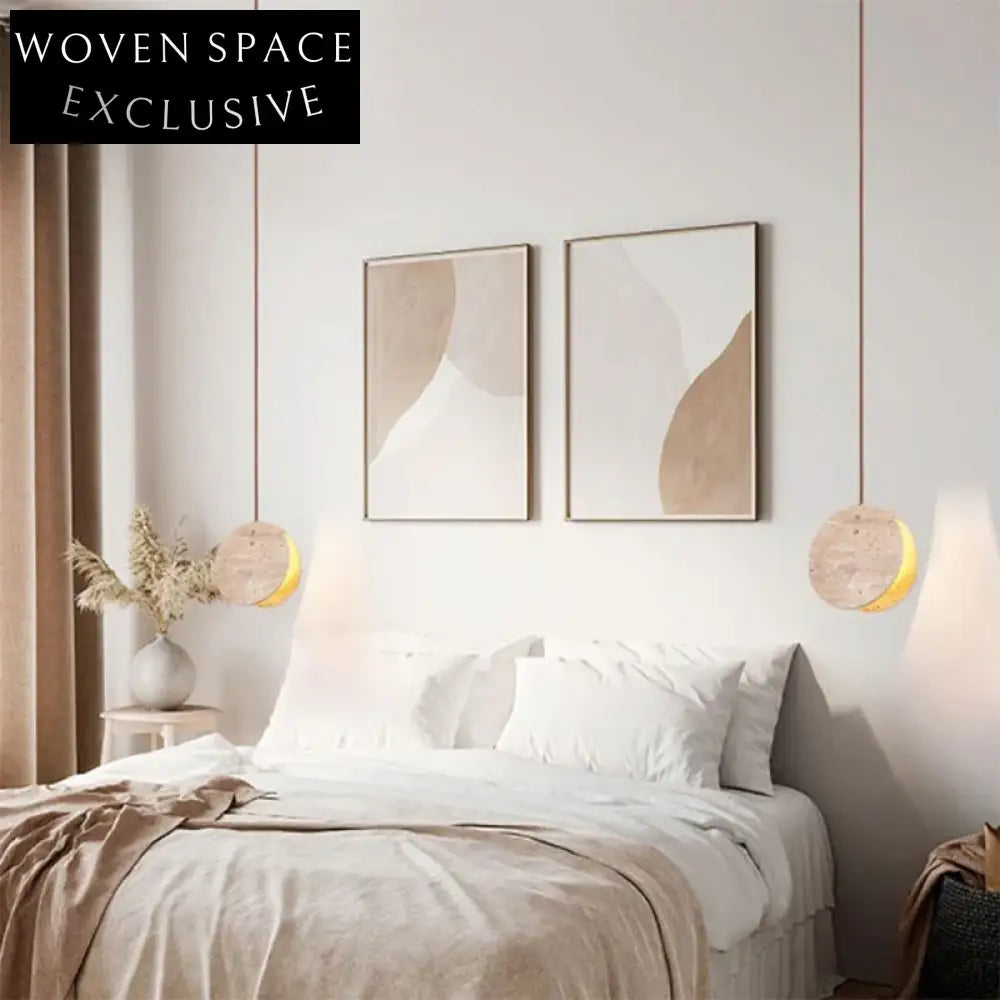 Modern Natural Travertine Round Ball LED Pendant Lamp for Dining & Bedside Lamp