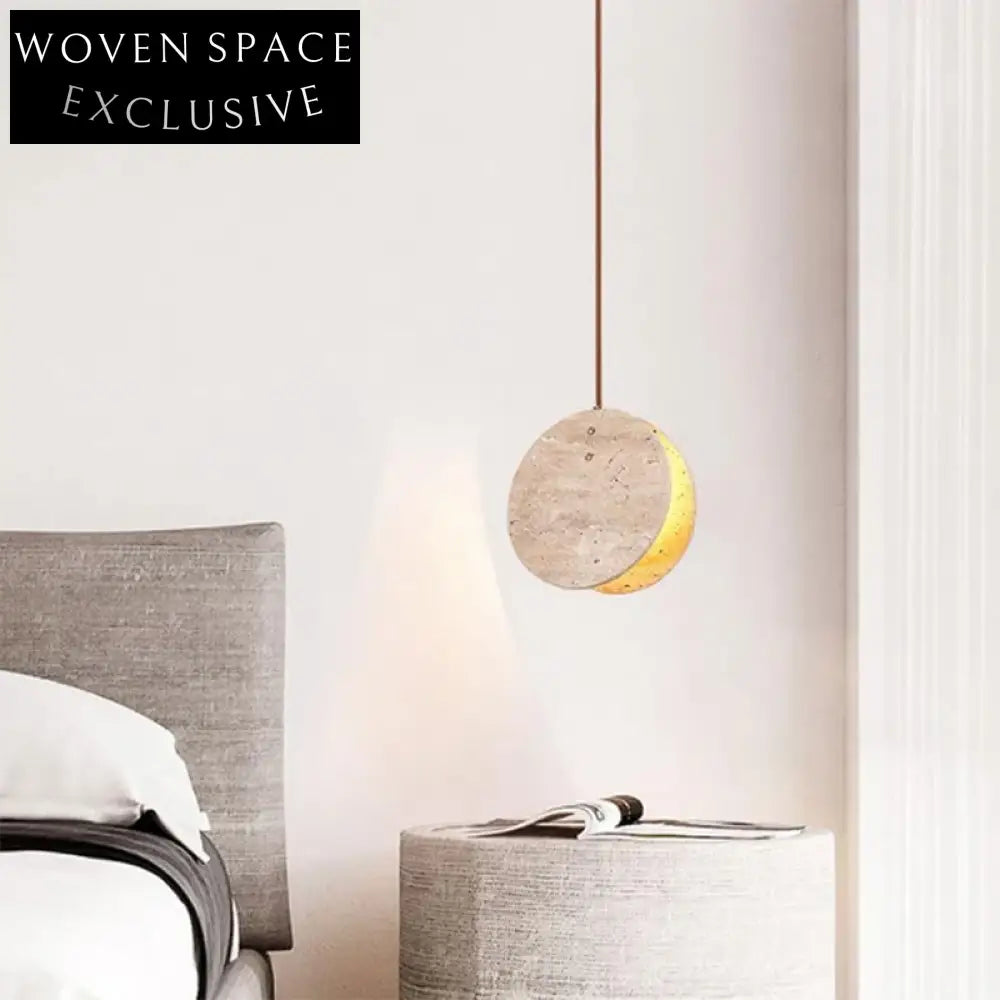 Modern Natural Travertine Round Ball LED Pendant Lamp for Dining & Bedside Lamp