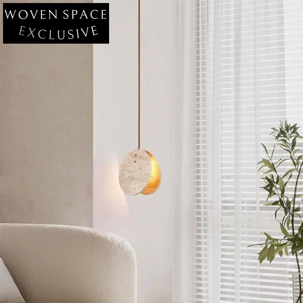 Modern Natural Travertine Round Ball LED Pendant Lamp for Dining & Bedside Lamp