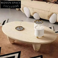 Modern Natural Travertine Stone Round Living Room Smooth Marble Coffee Table