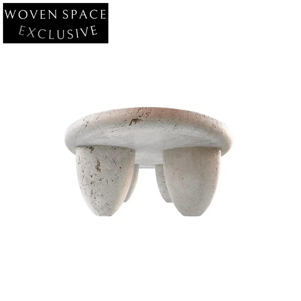 Modern Natural Travertine Stone Round Living Room Smooth Marble Coffee Table