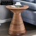 Modern Natural Wood Round Coffee Table with Rattan Column Base Design