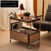 Modern Natural Wood Veneer Carbon Steel Frame Storage Living Room Coffee Table