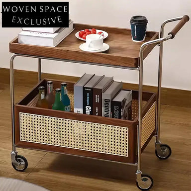 Modern Natural Wood Veneer Carbon Steel Frame Storage Living Room Coffee Table