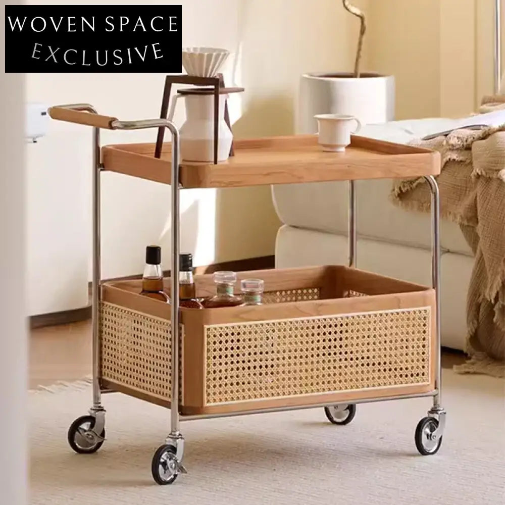 Modern Natural Wood Veneer Top Carbon Steel Frame Storage Coffee Table