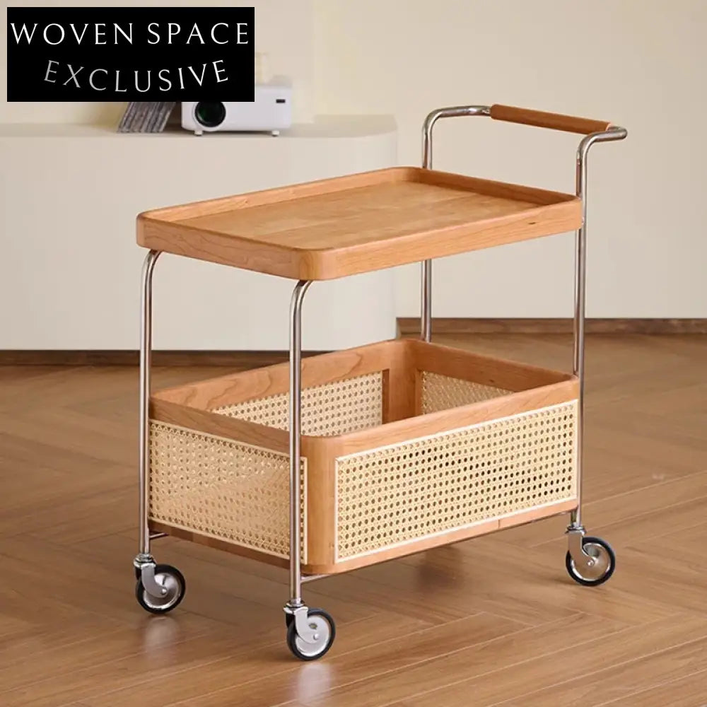 Modern Natural Wood Veneer Top Carbon Steel Frame Storage Coffee Table