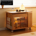 Modern Natural Wood Veneer Top Storage Coffee Table with Carbon Steel Frame