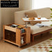 Modern Natural Wood Veneer Top Storage Coffee Table with Carbon Steel Frame