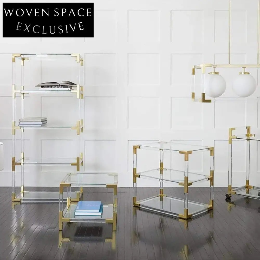 Modern Nordic Acrylic Transparent Double Layer Living Room Rectangle Coffee Table