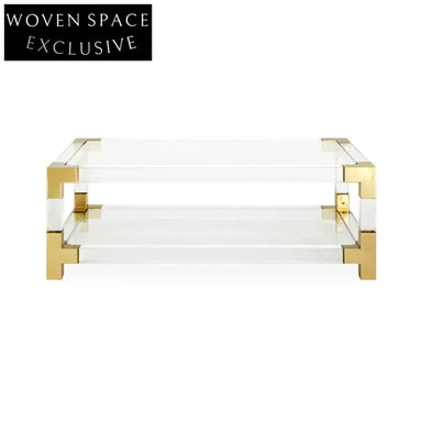 Modern Nordic Acrylic Transparent Double Layer Living Room Rectangle Coffee Table