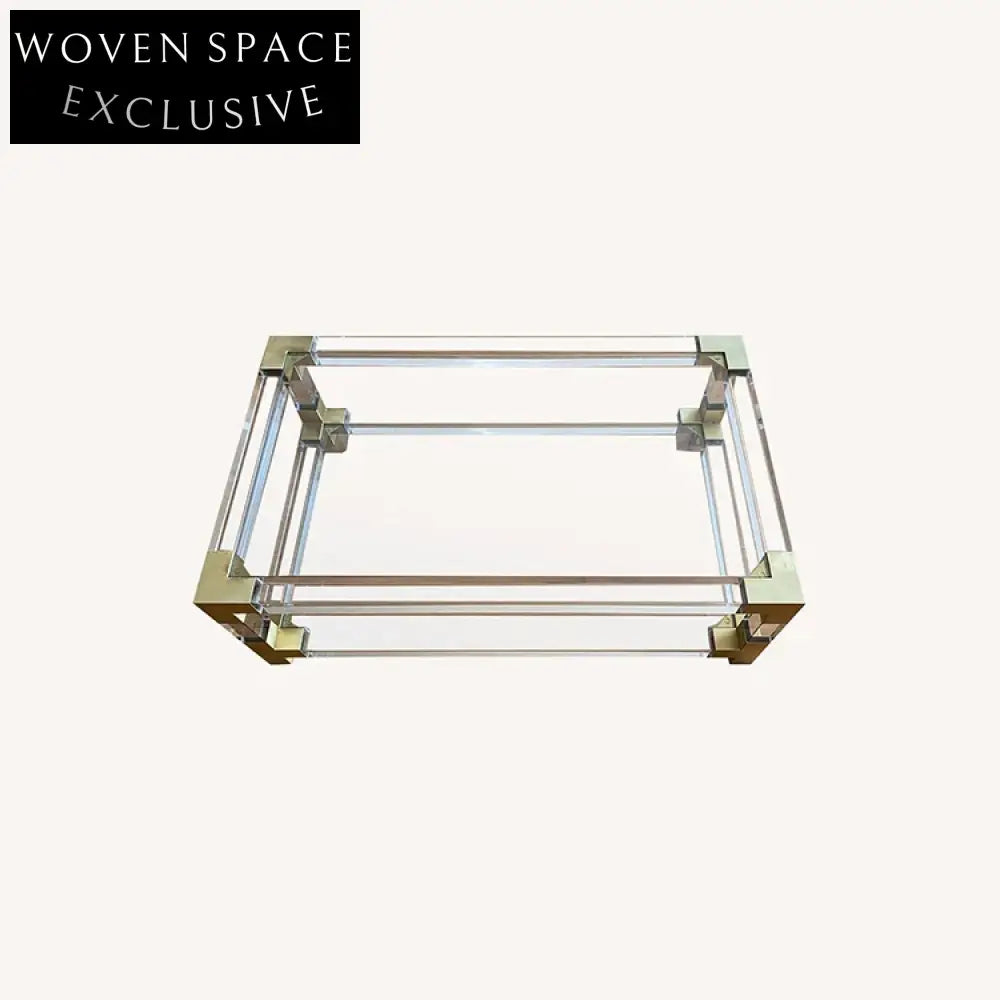 Modern Nordic Acrylic Transparent Double Layer Living Room Rectangle Coffee Table