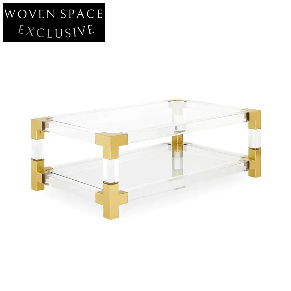 Modern Nordic Acrylic Transparent Double Layer Living Room Rectangle Coffee Table