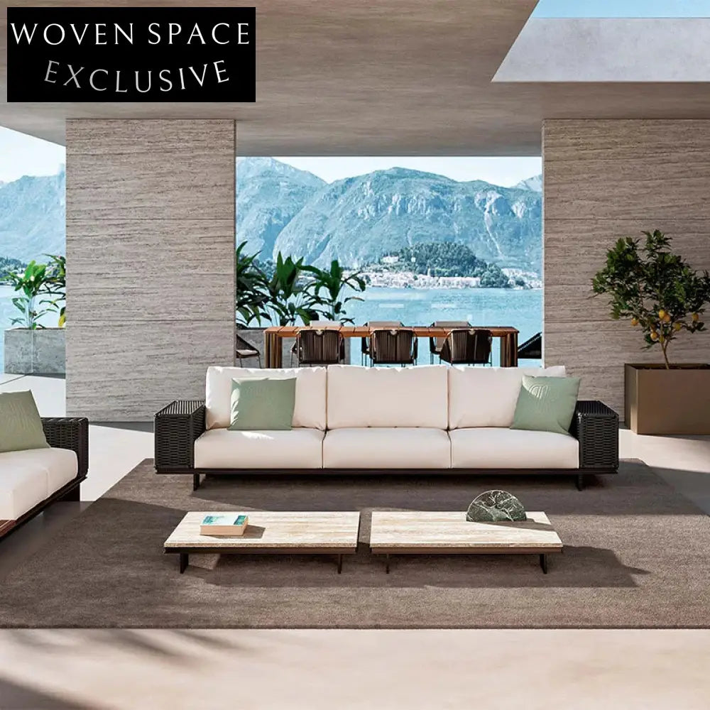 Modern Nordic Aluminum Outdoor Rope Sofa & Table Set for Patio Garden