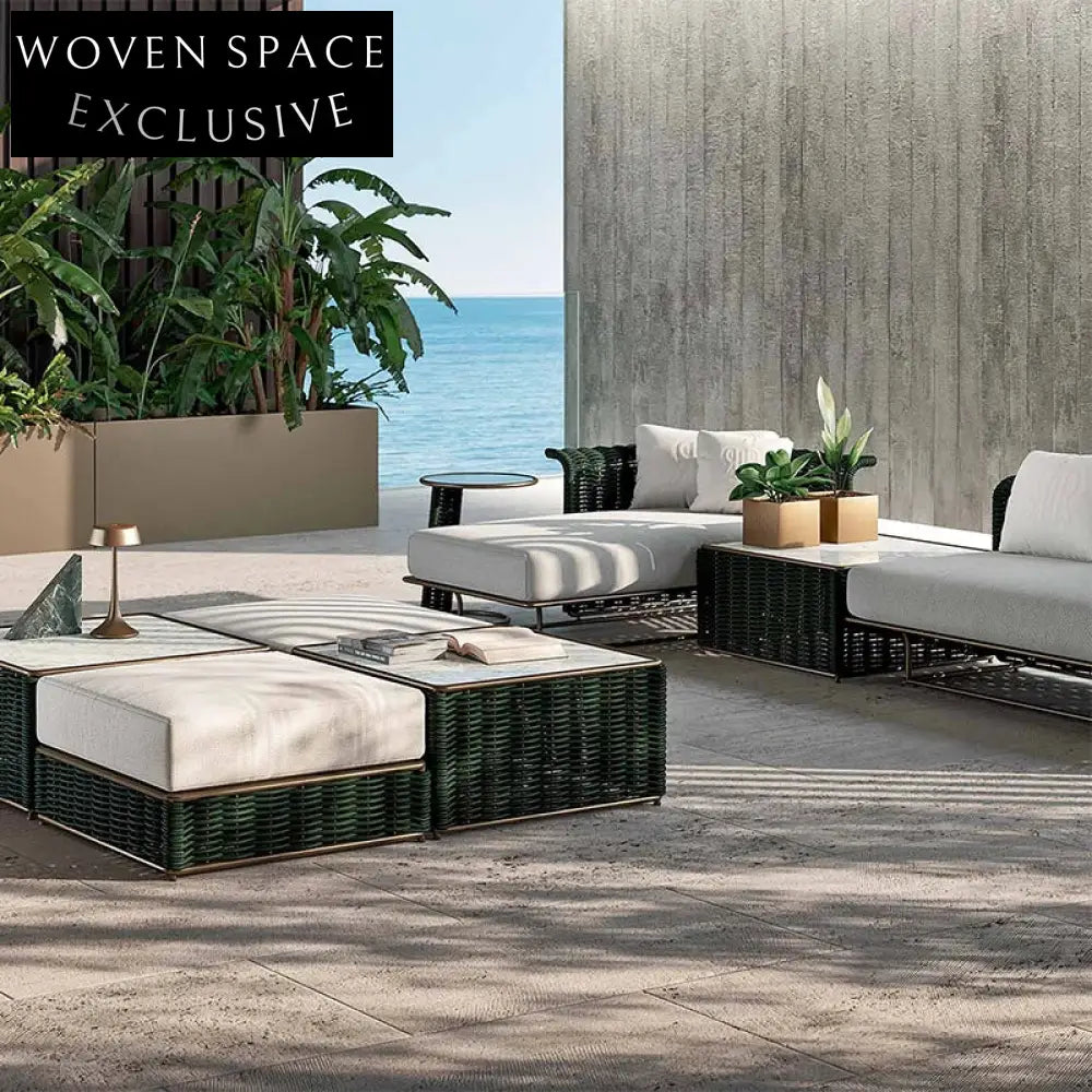 Modern Nordic Aluminum Outdoor Rope Sofa & Table Set for Patio Garden