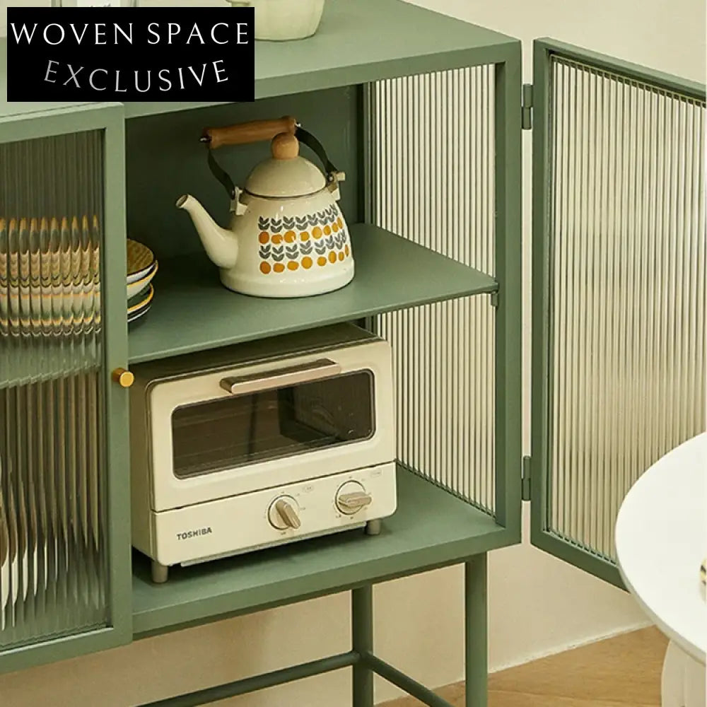 Modern Nordic Black Metal Frame Four-Layer Glass Display Storage Cabinet