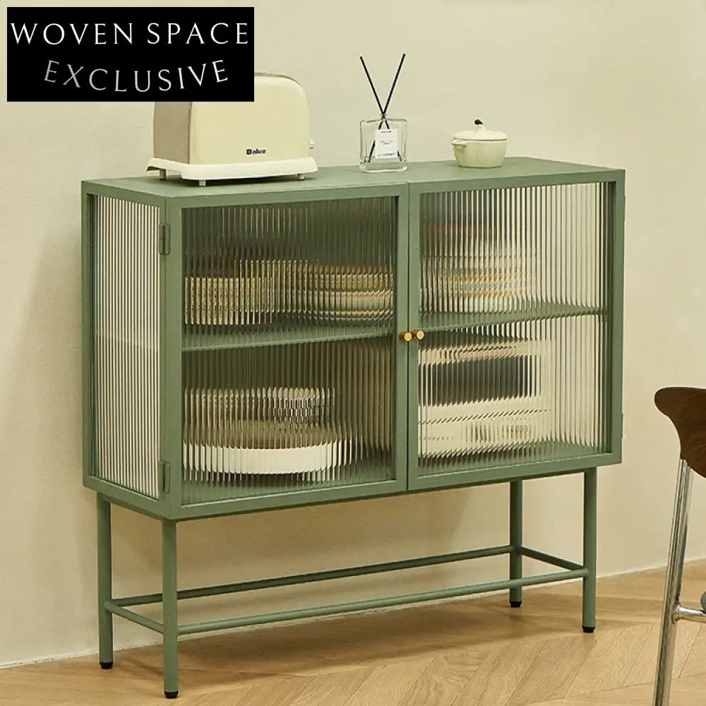 Modern Nordic Black Metal Frame Four-Layer Glass Display Storage Cabinet