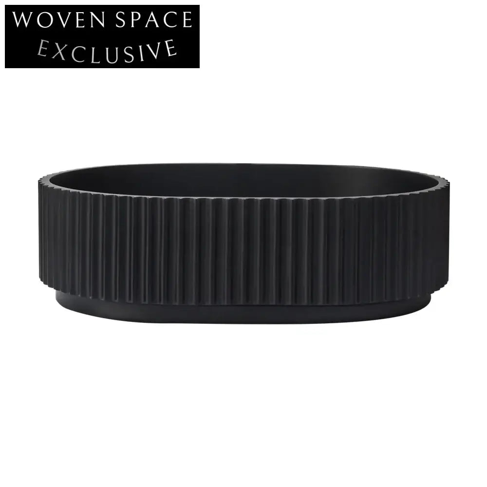 Modern Nordic Black Oval Fluted Countertop Artificial Stone Basin