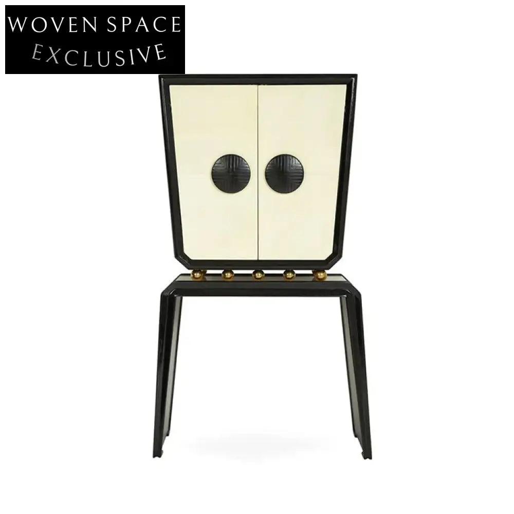 Modern Nordic Black White Solid Wood Tall Decorative Storage Cabinet