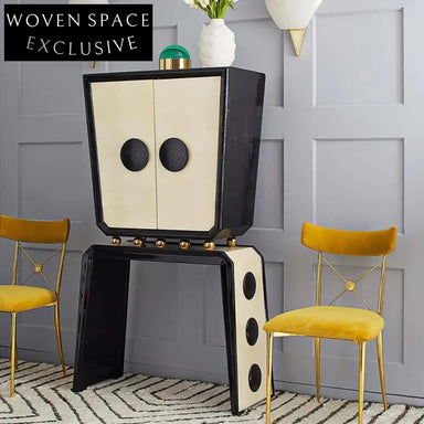 Modern Nordic Black White Solid Wood Tall Decorative Storage Cabinet