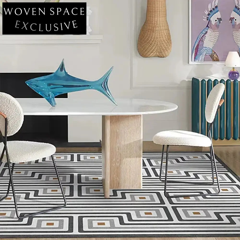 Modern Nordic Black & White Striped Area Rug for Living Room Bedroom Decor