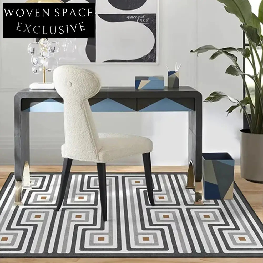 Modern Nordic Black & White Striped Area Rug for Living Room Bedroom Decor