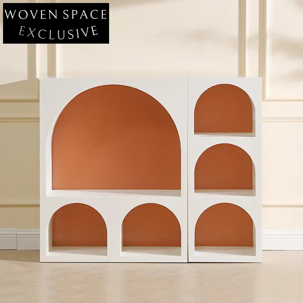 Modern Nordic Blue Plywood Display Cabinet, Arch Layers, Versatile Storage Unit