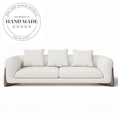 Modern Nordic Boucle Fabric Modular Sectional Wood Base Sofa