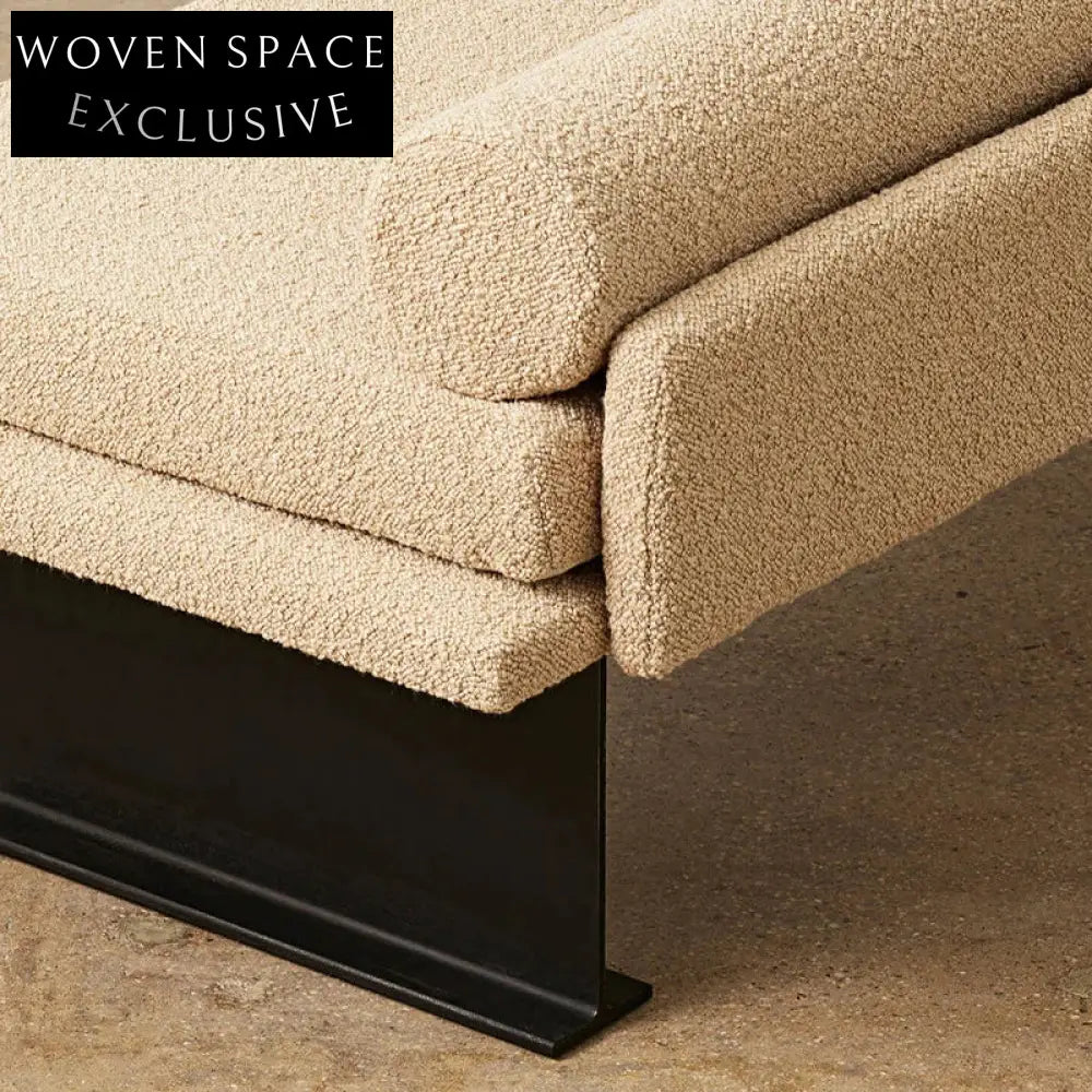 Modern Nordic Boucle Fabric Upholstered Wooden Leg Living Room Bedroom Ottoman Bench