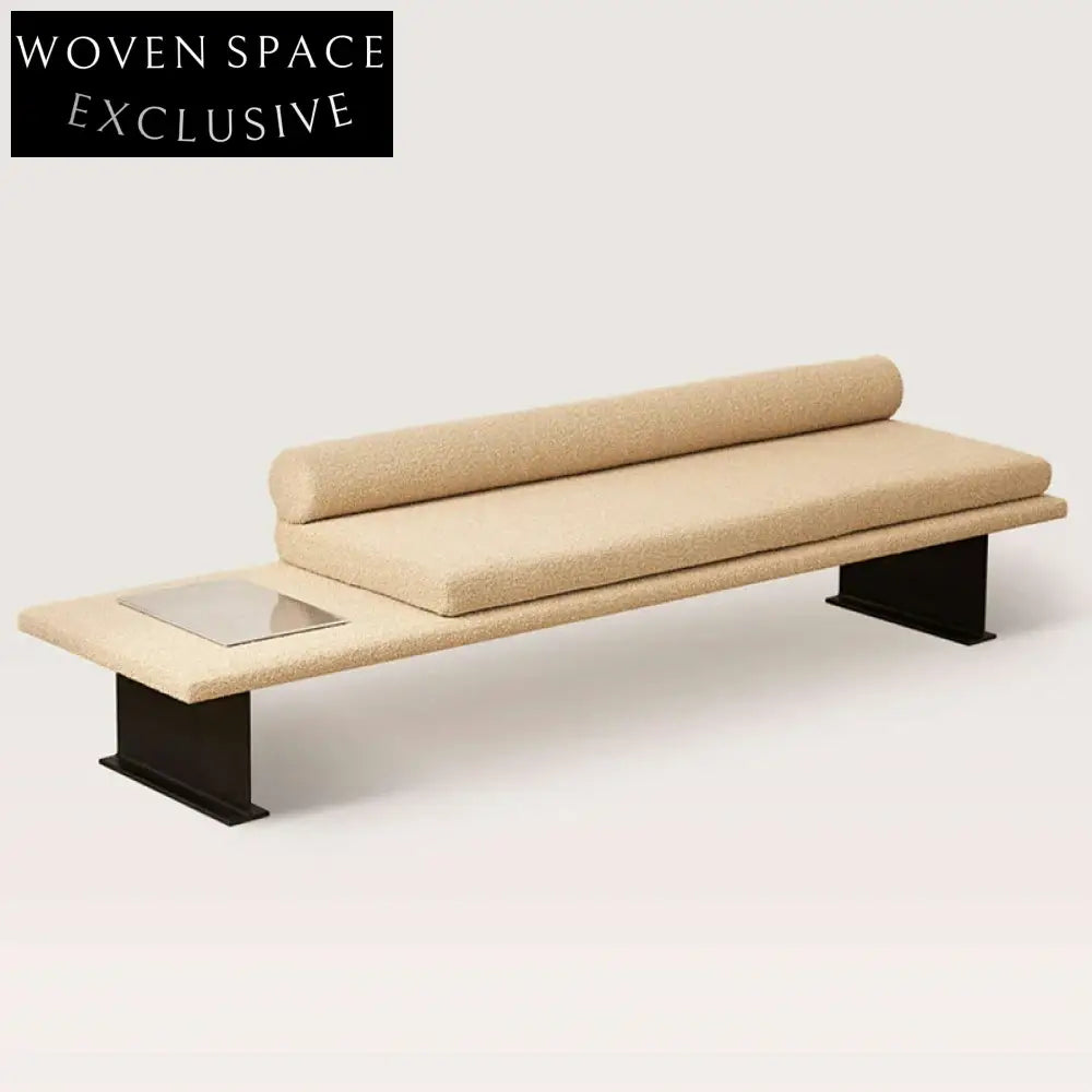 Modern Nordic Boucle Fabric Upholstered Wooden Leg Living Room Bedroom Ottoman Bench