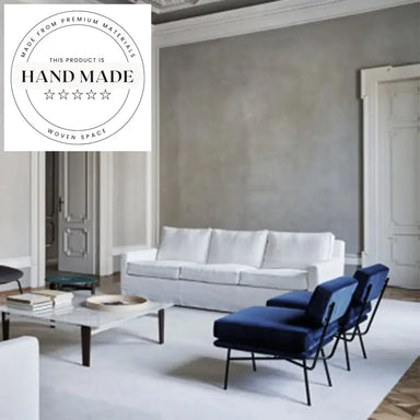 Modern Nordic Brown Microfiber Fabric Three Seater Living Room Sofa