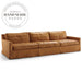 Modern Nordic Brown Microfiber Fabric Three Seater Living Room Sofa