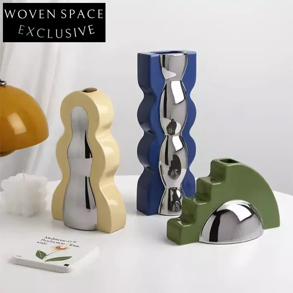 Modern Nordic Ceramic Small Vases Set for Elegant Dining Table Centerpiece Vases