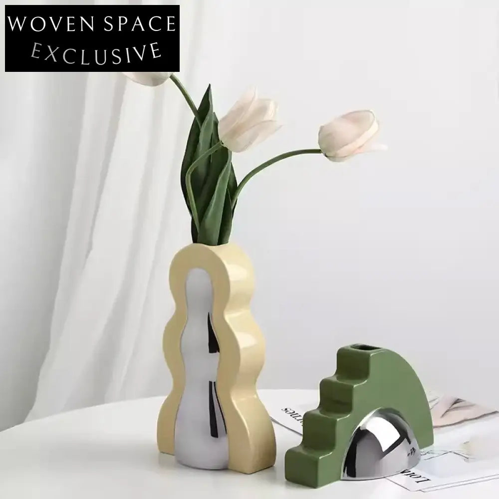 Modern Nordic Ceramic Small Vases Set for Elegant Dining Table Centerpiece Vases