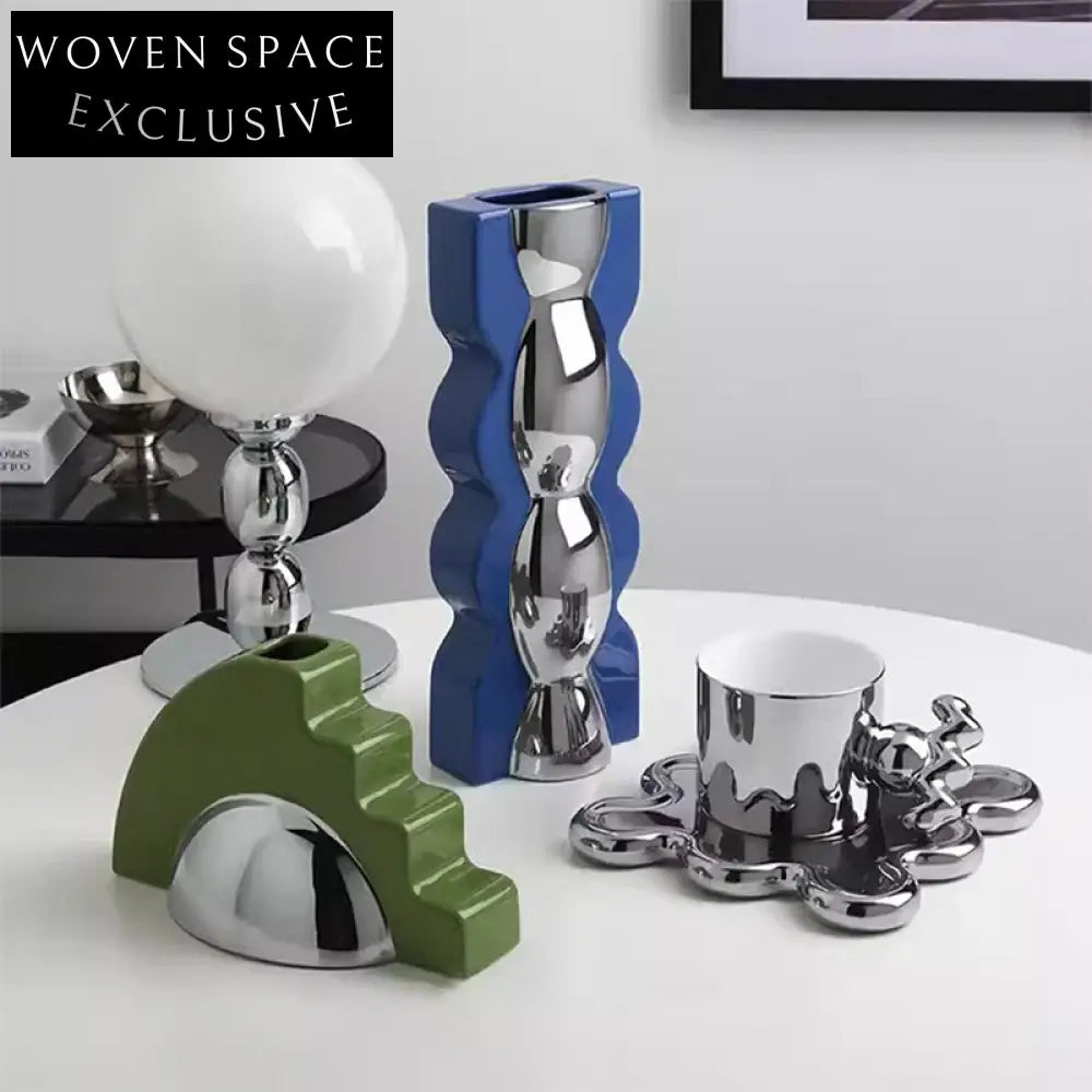 Modern Nordic Ceramic Small Vases Set for Elegant Dining Table Centerpiece Vases