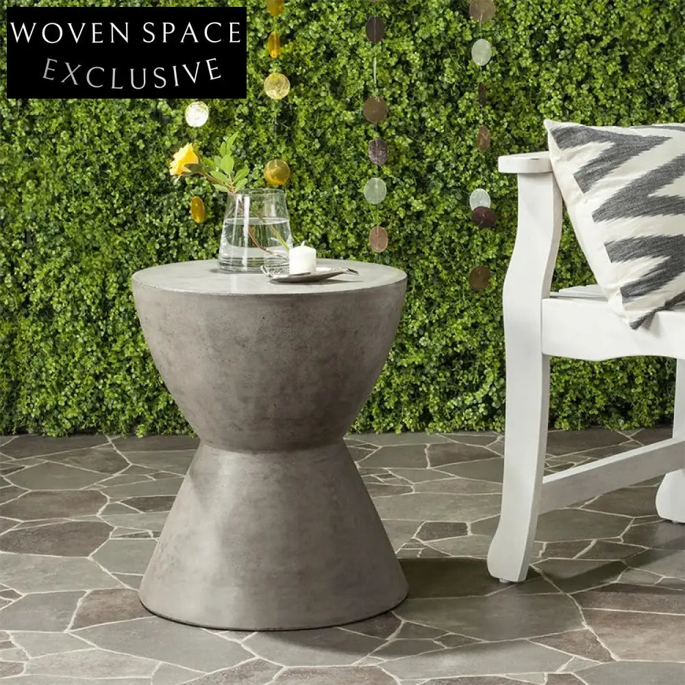 Modern Nordic Concrete Side Table, Black Finish Living Room Coffee Table