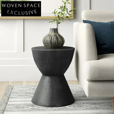 Modern Nordic Concrete Side Table, Black Finish Living Room Coffee Table