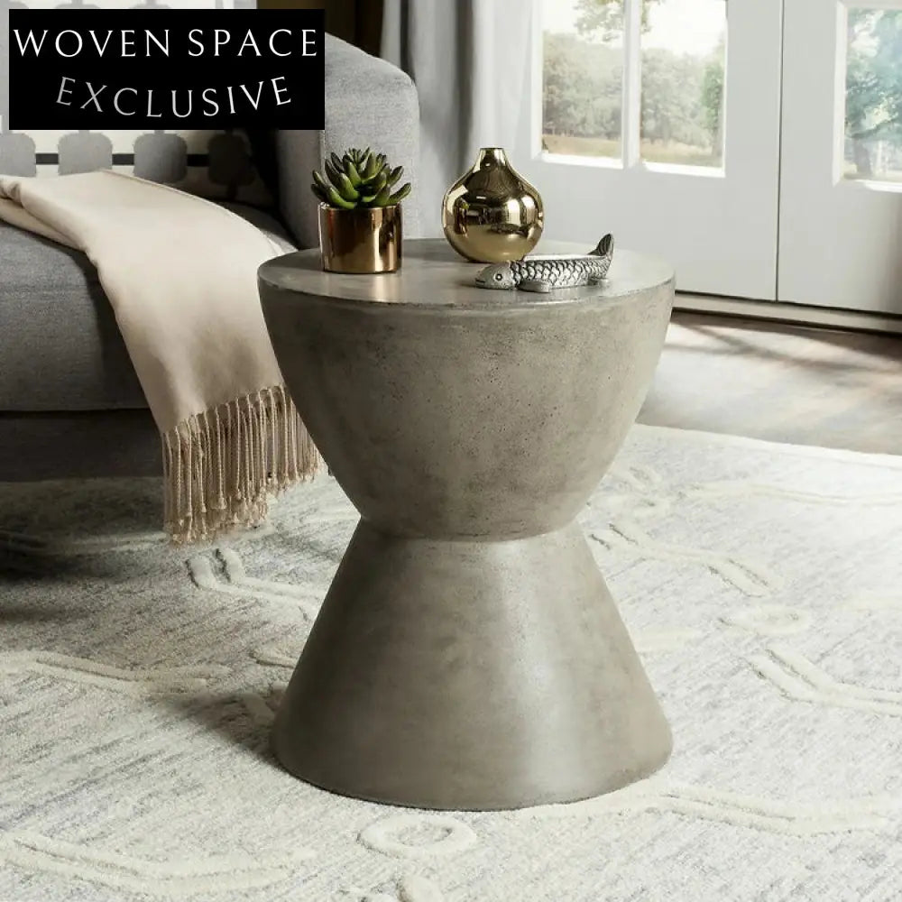 Modern Nordic Concrete Side Table, Black Finish Living Room Coffee Table